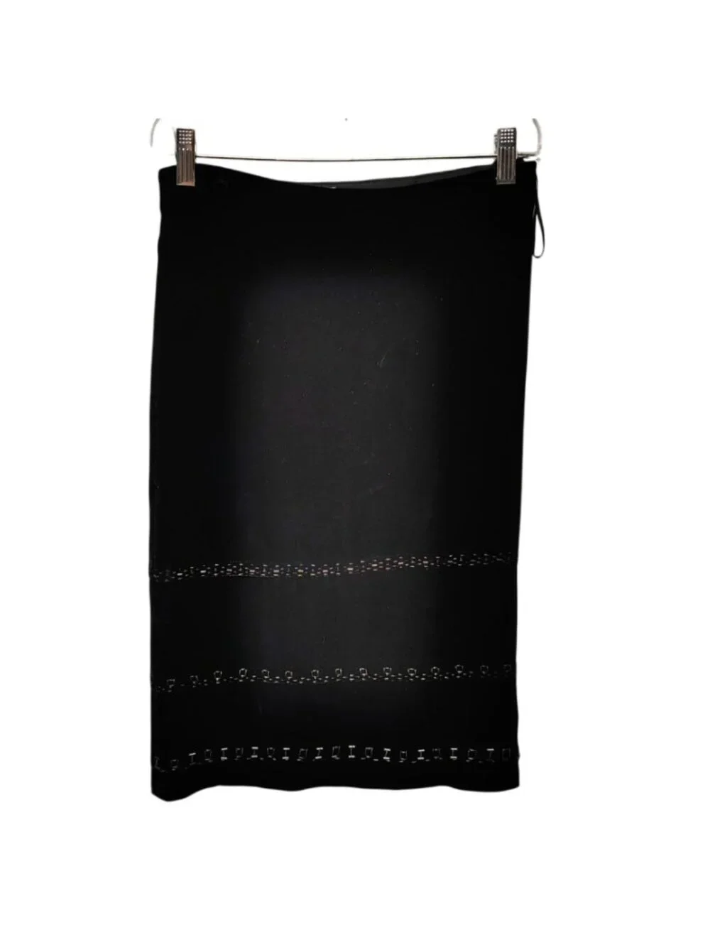 Max Studio Black Velvet Beaded Pencil Skirt Mob Wife Glam Coquette Women's XS Re